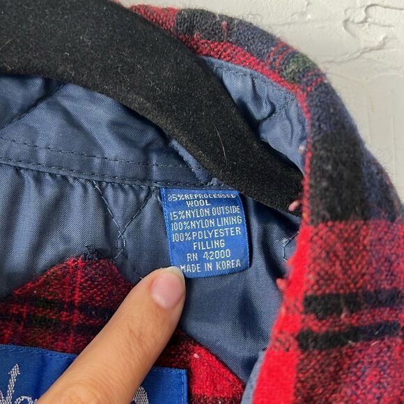 Northern Summit 80s 90s Plaid Flannel Button Down Shirt Jacket Wool Blend - Picture 4 of 6